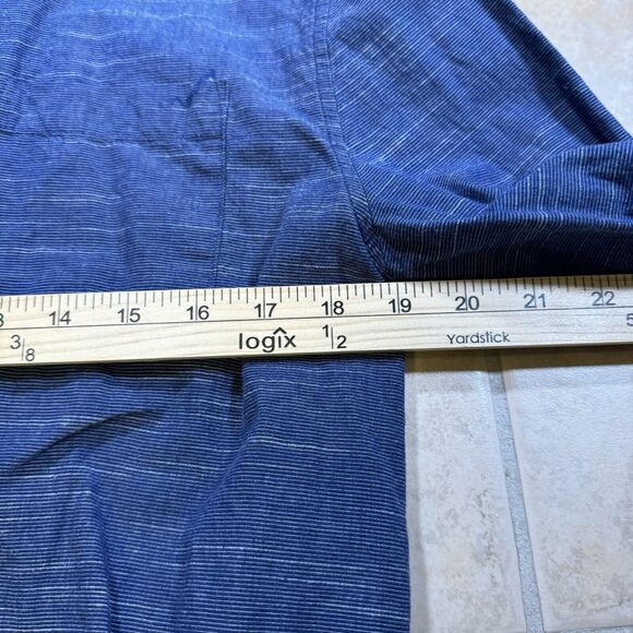 PD&C Men's Size‎ Medium Heathered Blue Button Up Long Rolled Tab Sleeves Shirt - Picture 5 of 6